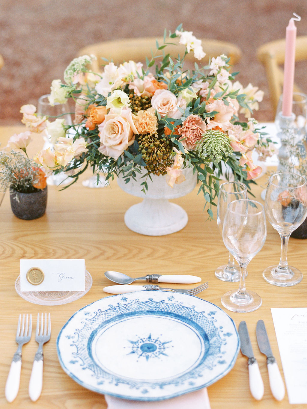 Olive Grove Wedding In Greece - Table Setting